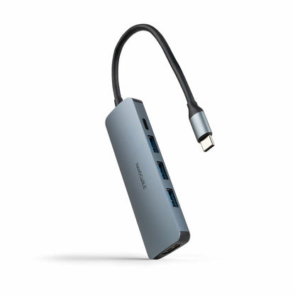 Hub USB-C NANOCABLE 3 Porte USB-A + HDMI + USB-C PD Grigio
