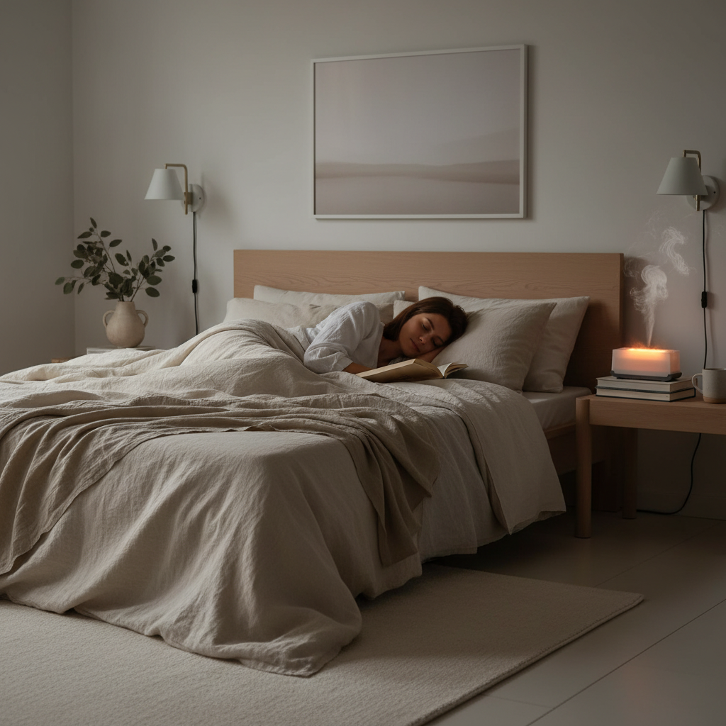 Diffusore in camera da letto con persona