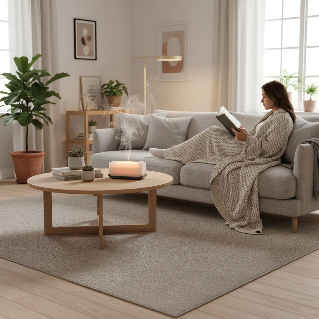 Diffusore in salotto con persona