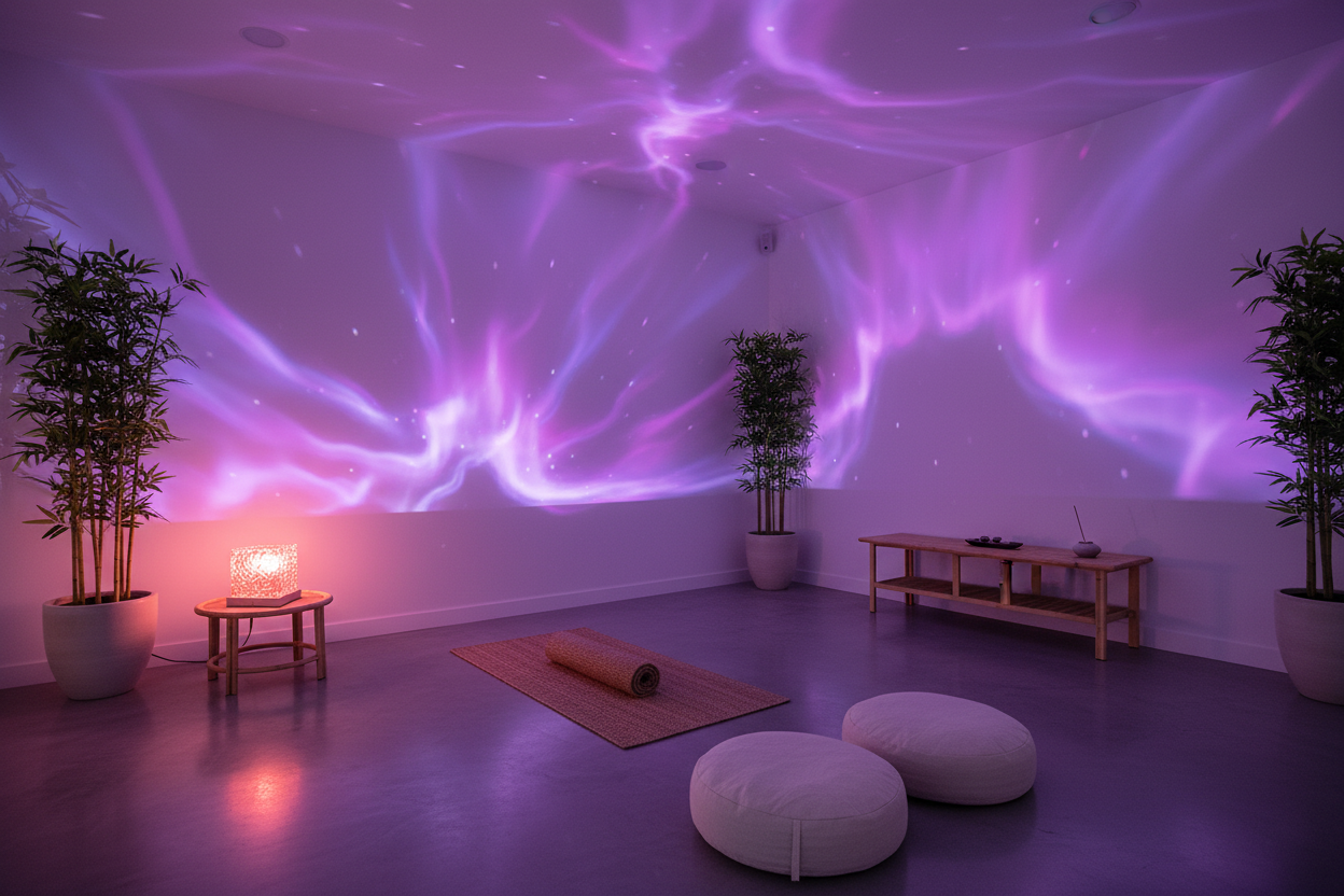 Spazio yoga con aurora viola